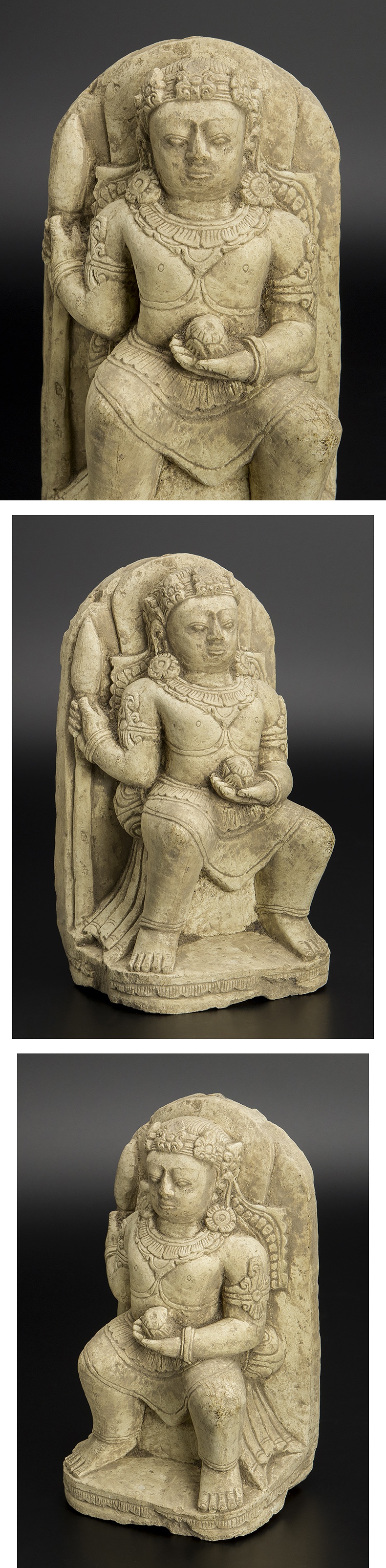 お得高品質インドネシア 14世紀 石造ドヴァラパーラ像 共箱 仏像 古美術 仏像