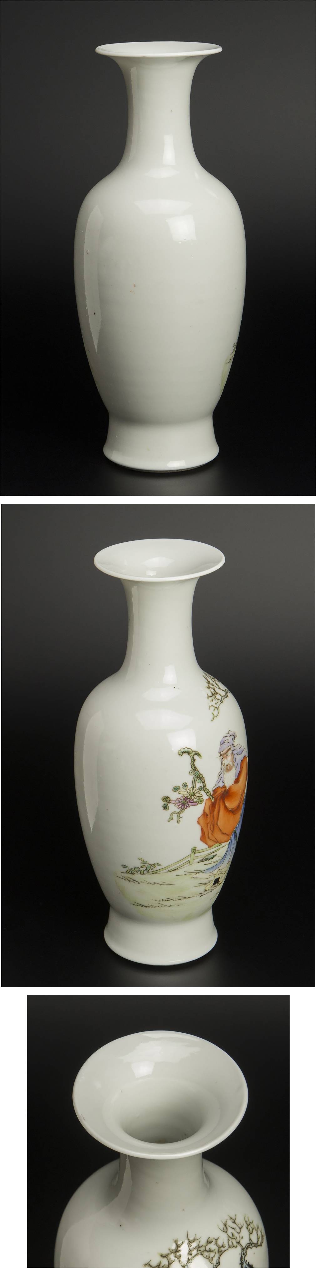 特価正規品清 粉彩人物紋瓶 乾隆年制款 中国 古美術 清