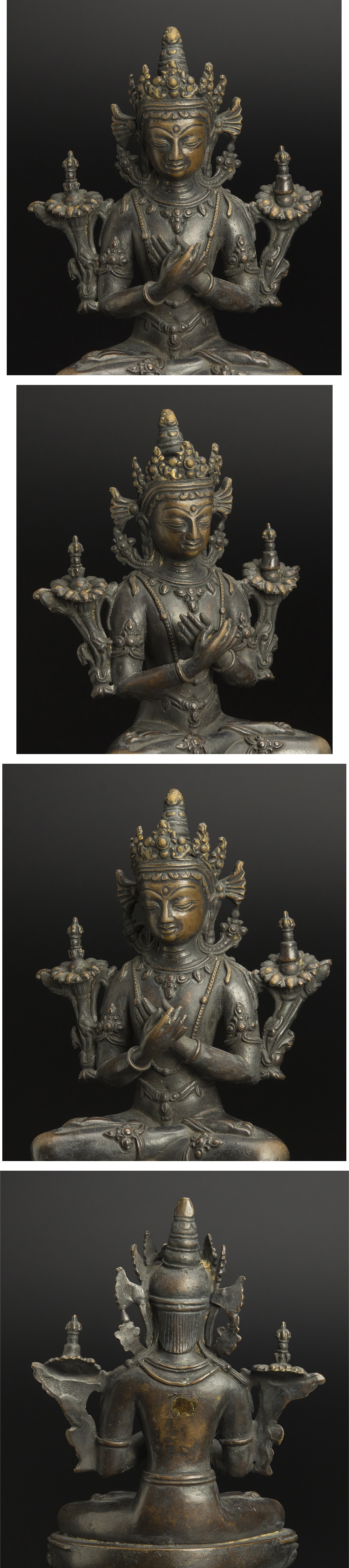 好評定番17世紀 銅雕白度母坐像 共箱　17世纪 铜雕白度母坐像 共箱　仏像 古美術 仏像