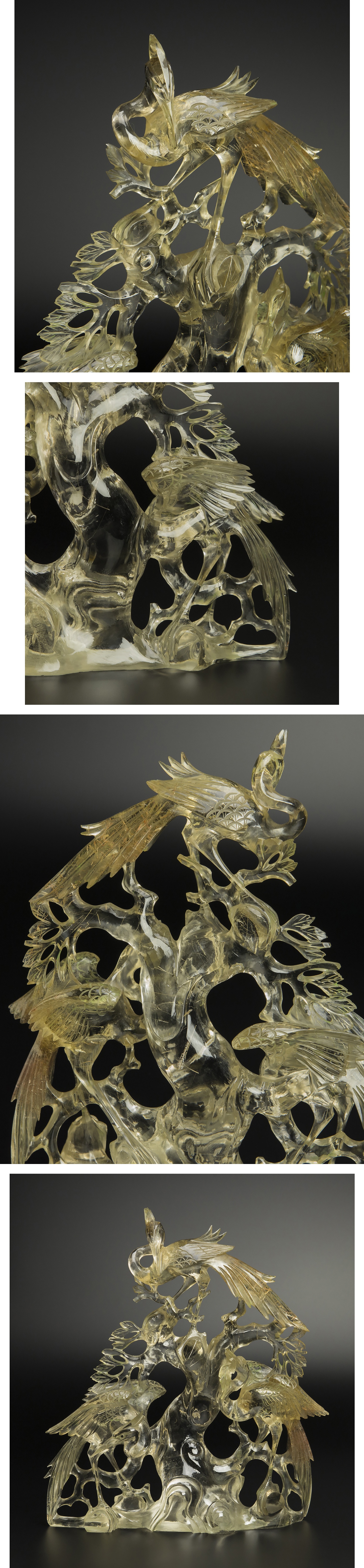 国産最新品清 水晶雕鸟摆件 中国 古美術 その他
