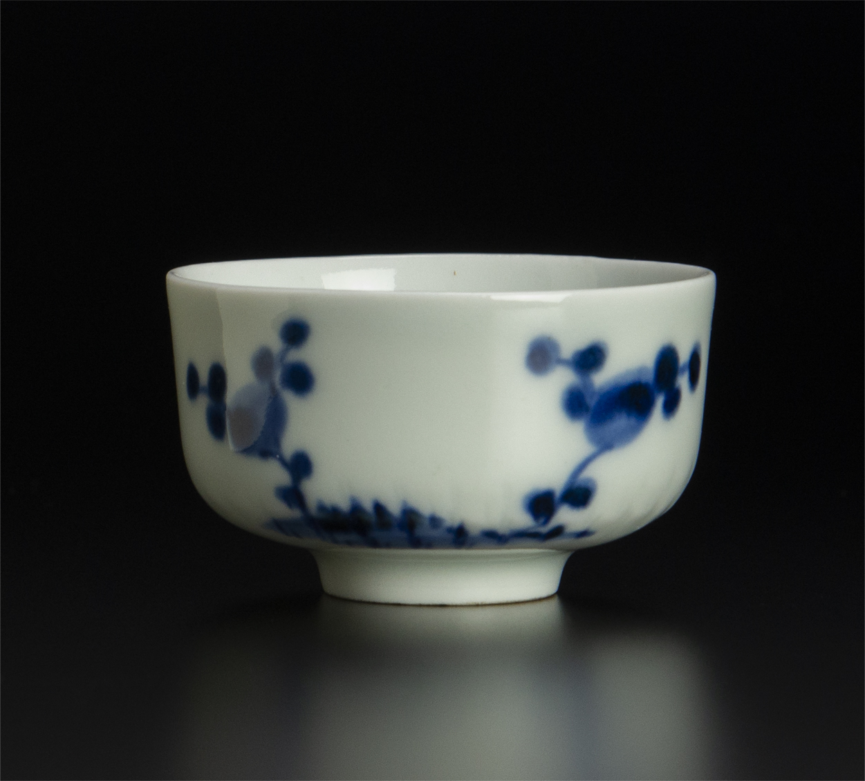 最上の品質な 共箱 五客 青花煎茶杯 清 なづな文 古美術 中国 清 