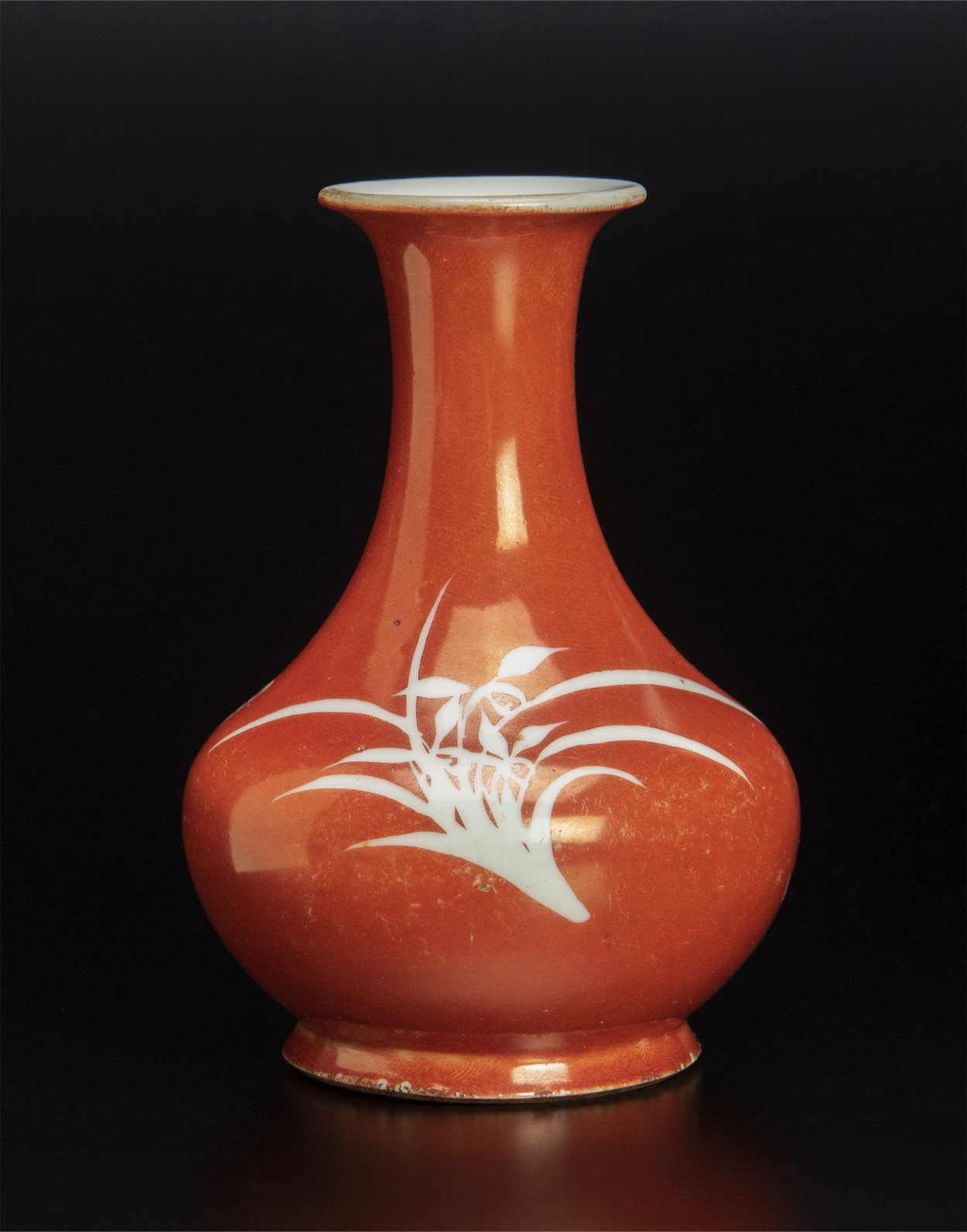 国産格安清 珊瑚紅釉小瓶 中国 古美術 清