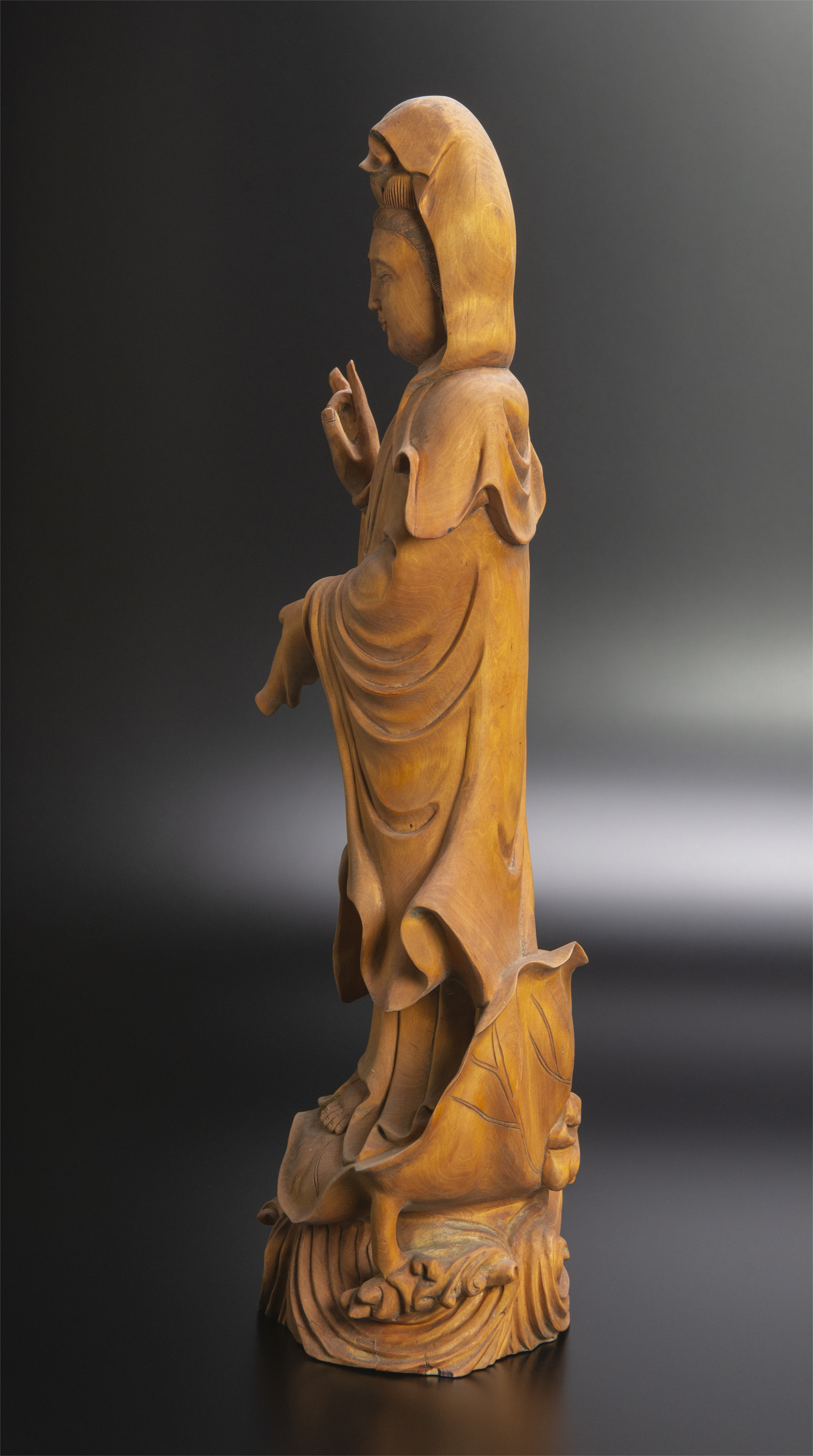 ベスト清 黄楊木雕観音立像 中国 古美術 仏像