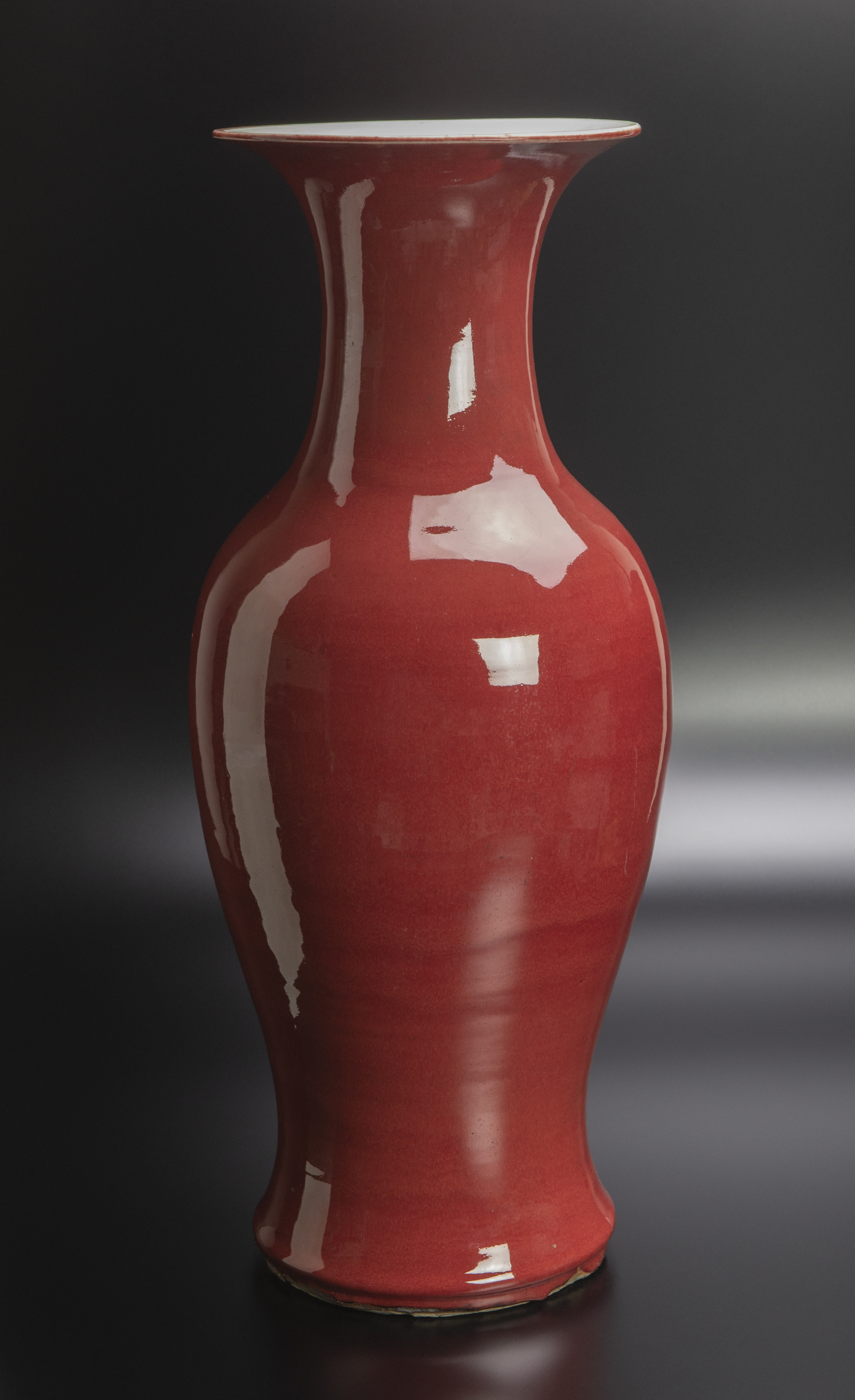 全国無料定番清 紅釉観音瓶 中国 古美術 清