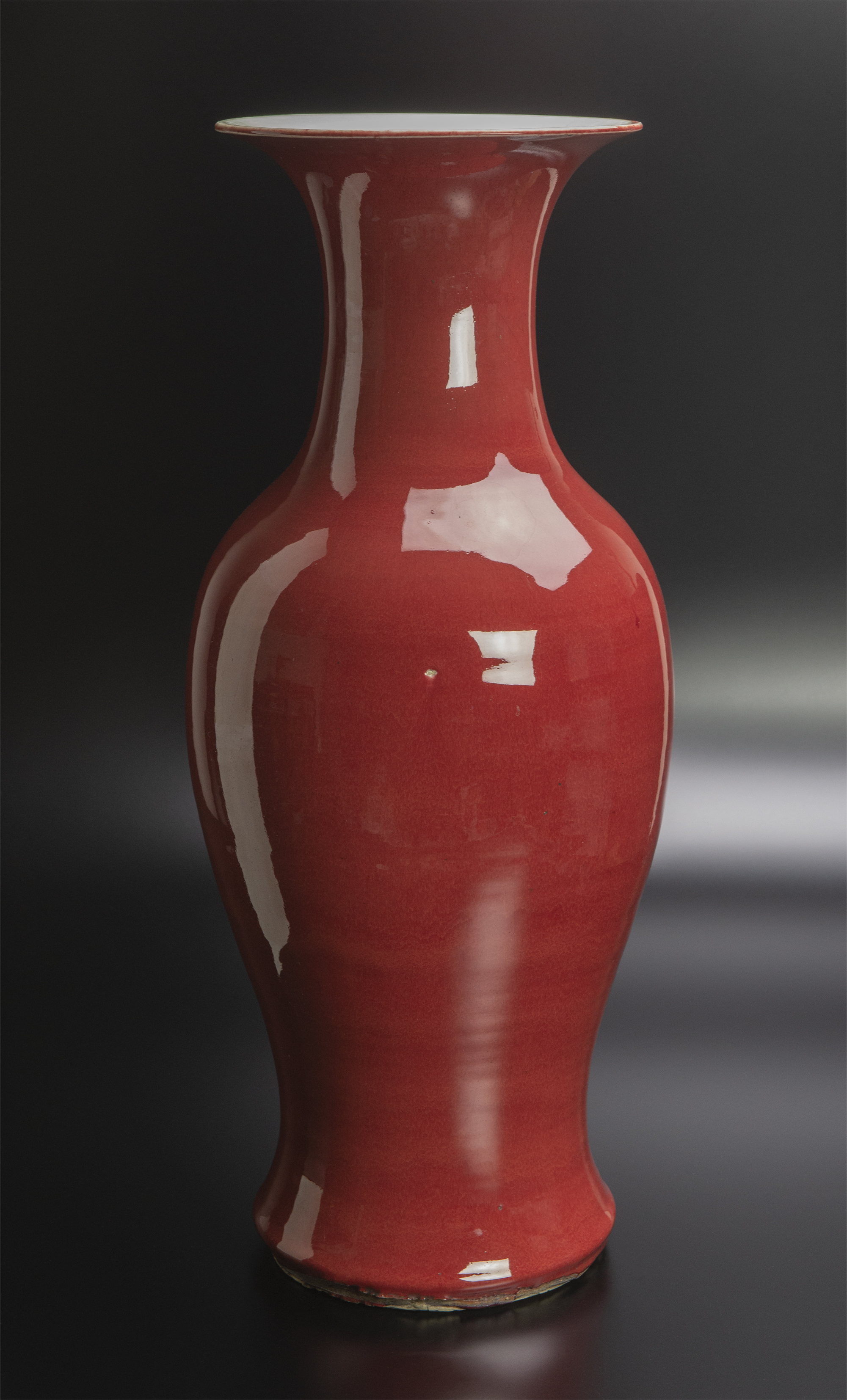 全国無料定番清 紅釉観音瓶 中国 古美術 清