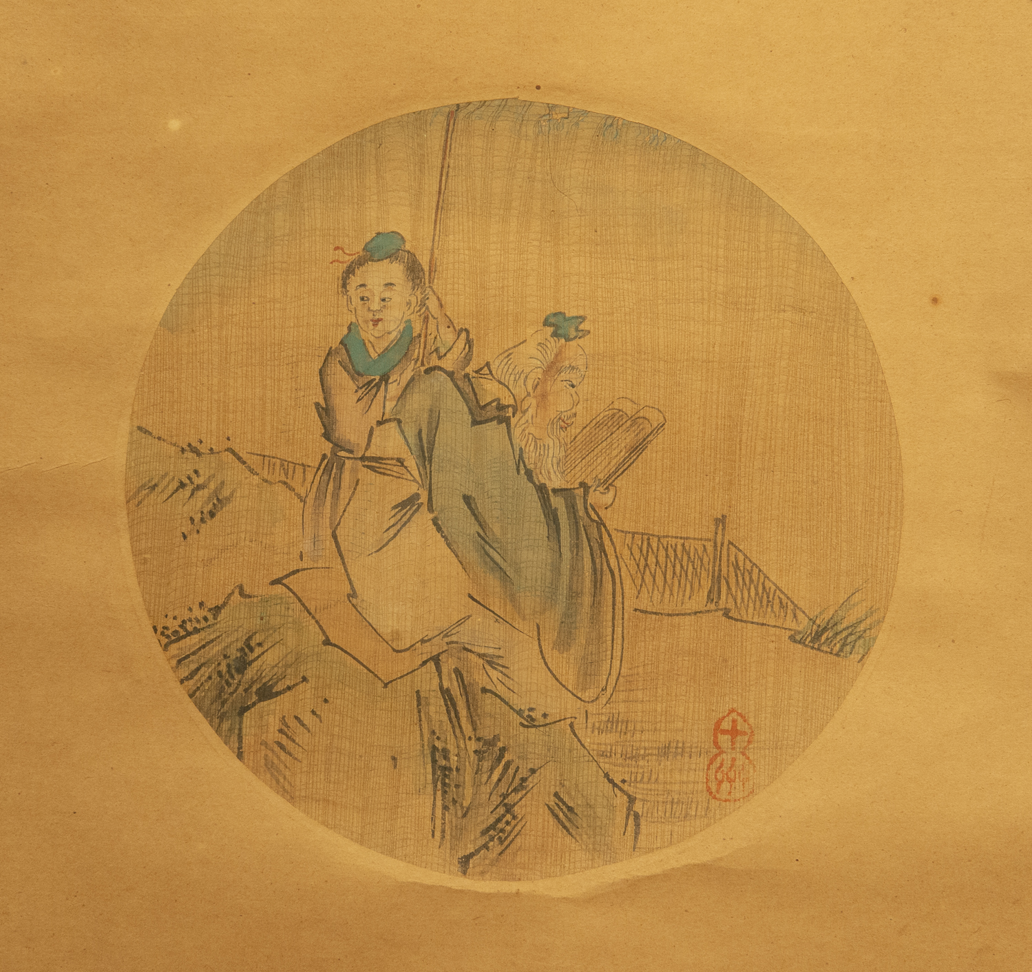 得価高品質仇英（款） 人物図 立軸 模写 古画 中国 絵画 掛軸