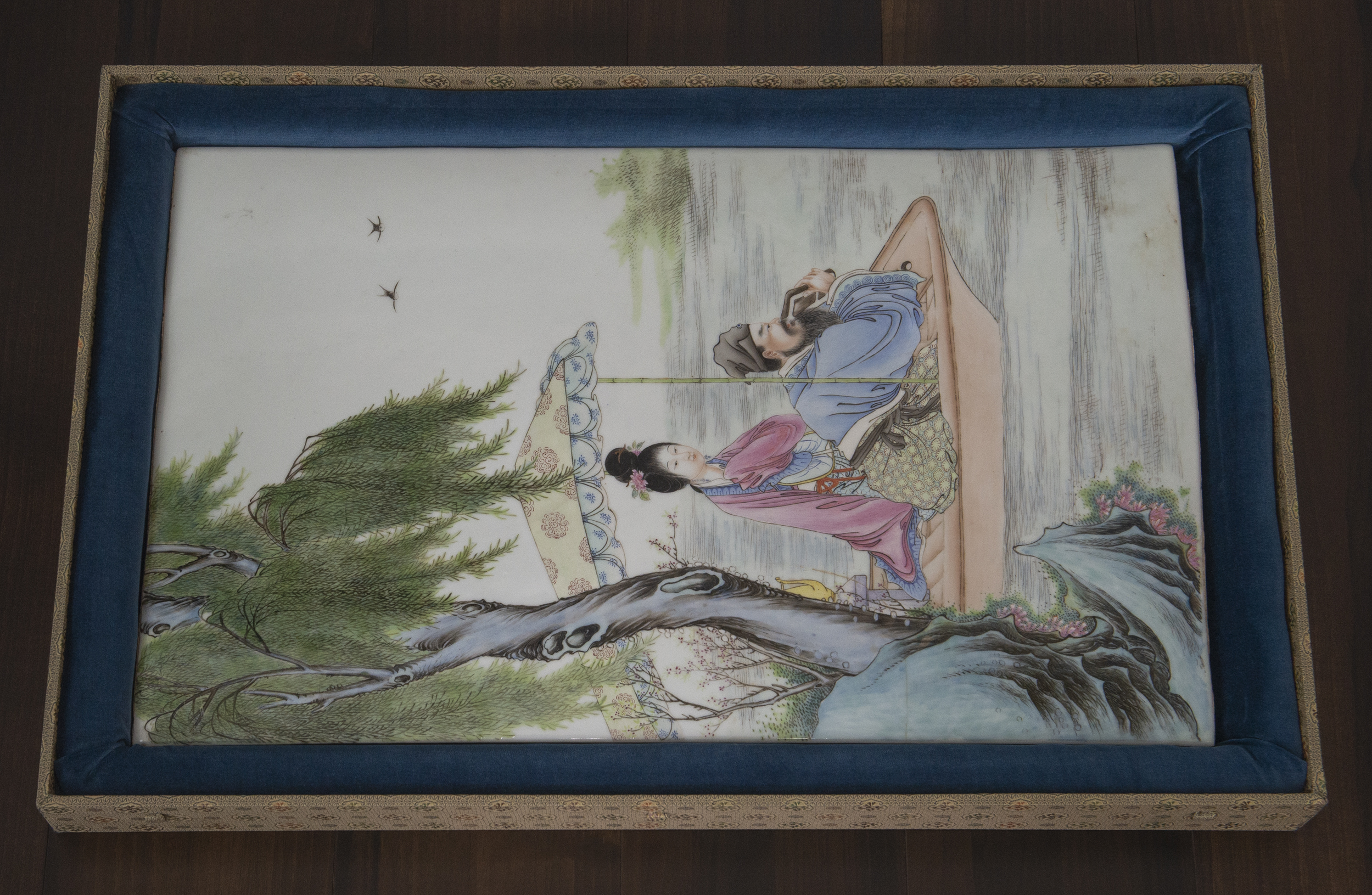 日本直売清 粉彩人物瓷板 中国 古美術 清