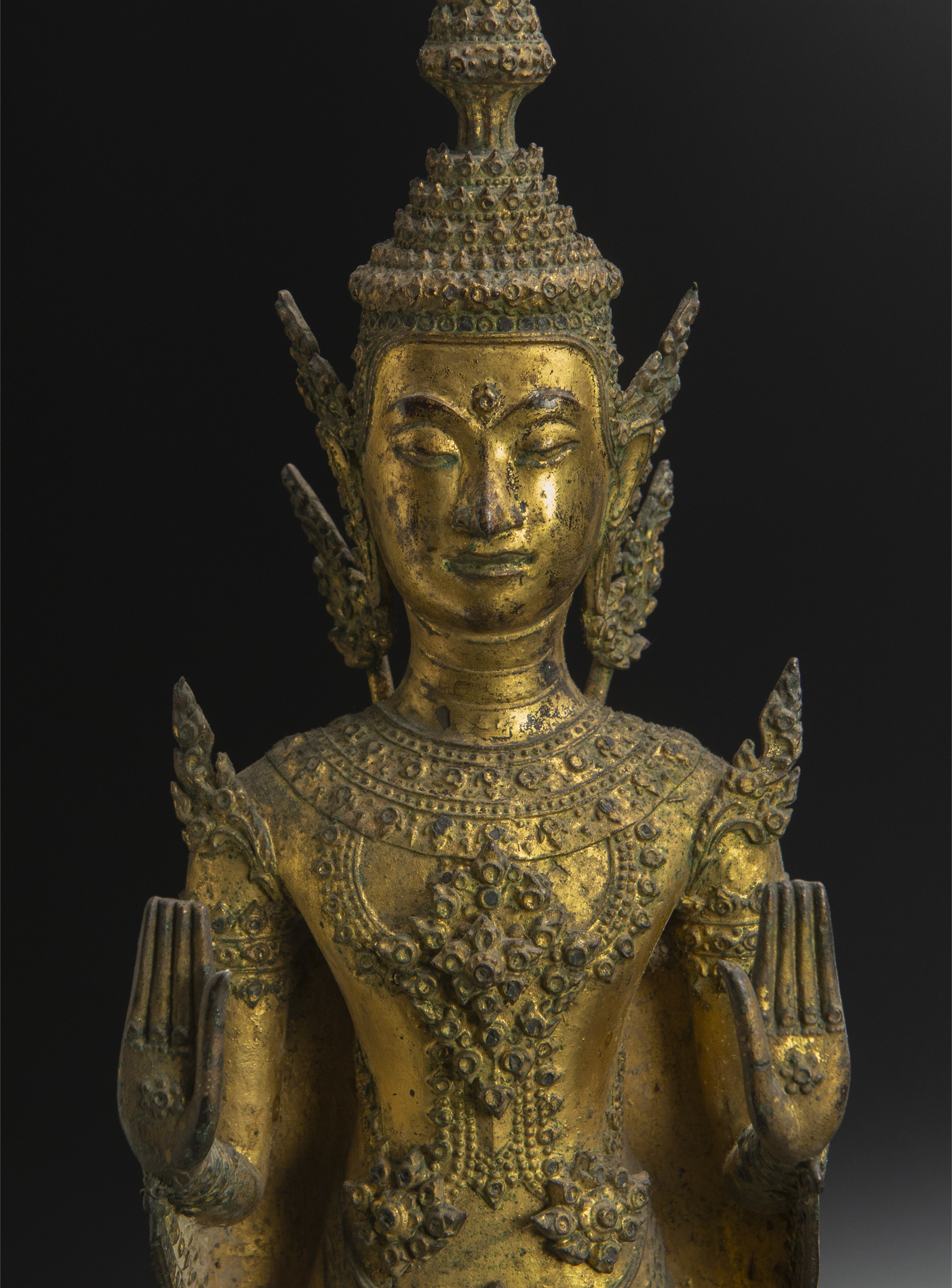 再再販18〜19世紀 泰国 銅鎏金宝冠佛立像 タイ 仏像 古美術 thai, rattanakosin period, 18th/19th century 仏像