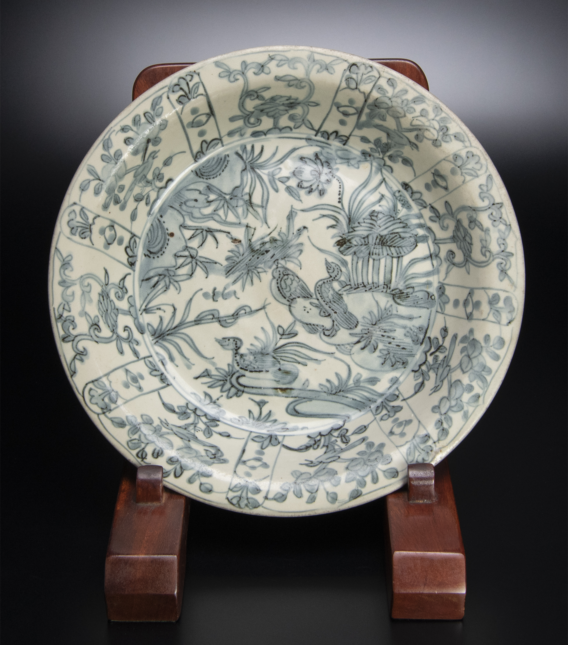 中国古美術品 明清時代 染付 芙蓉手 特大青花大皿 45cm - 陶芸