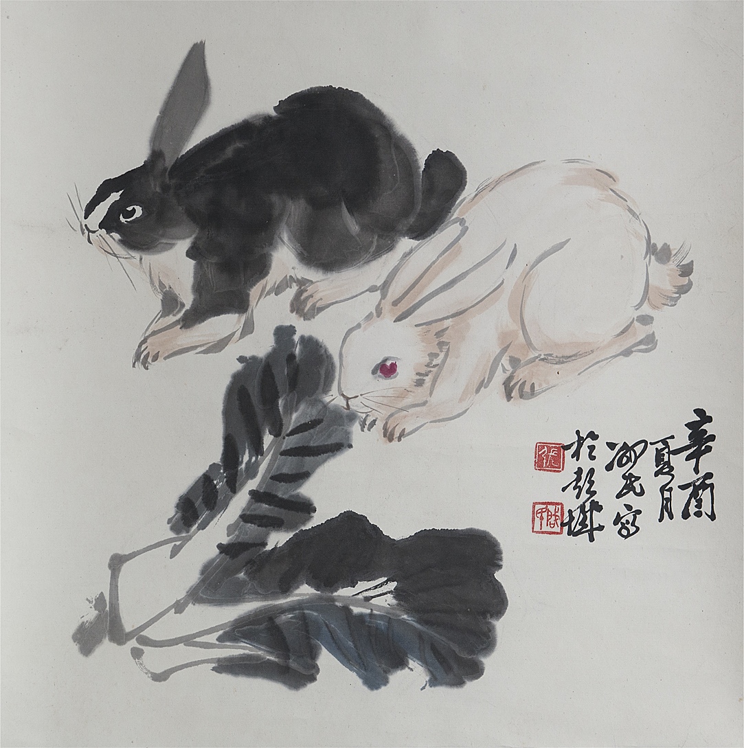 张卫民 1981年作 兎図 立軸 真作 中国 絵画. .Yahoo Japan Auction